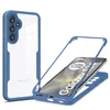 A blue and transparent phone case is shown, with a phone inside the case on the right side of the image. Produktbild-Vorschau