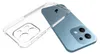 A clear phone case is shown next to a blue smartphone. Produktbild-Vorschau
