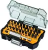 A set of drill bits in a black and yellow case with a clear lid. Voir les images du produit