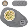 Ovales Tischset mit Glasuntersetzer, 8er Set, in Grau Produktbild-Vorschau 1
