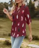 ASKSA Damen Bluse V-Ausschnitt Chiffon Drucken Oberteile Produktbild-Vorschau 5