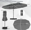 Diagrams and measurements of a large outdoor umbrella. Náhled obrázku produktu