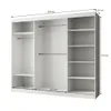 An interior view of a white sliding door wardrobe with dimensions indicated. Produktbild-Vorschau