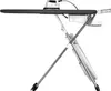 A Laurastar S Pure Xtreme ironing system with a steam iron on an ironing board, presented against a plain white background. Produktbild-Vorschau