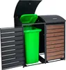 A multi-compartment trash bin enclosure with a green trash can inside. Produktbild-Vorschau