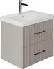 A modern bathroom vanity with a sink and faucet. Produktbild-Vorschau
