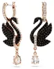 Swarovski Damen Drop-Ohrhänger Schwan Schwarz SWAN 5678047 Produktbild-Vorschau 1