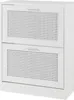 A white shoe cabinet with two flip-down doors, each featuring a cane-like pattern. Podgląd zdjęcia produktu