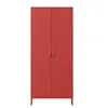 A bright red metal cabinet with two doors and silver handles is shown against a white background. Podgląd zdjęcia produktu