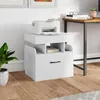 A white nightstand with a printer on top and a plant next to it, placed on a wooden floor. Podgląd zdjęcia produktu