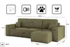 A diagram of a sectional sofa with dimensions and feature icons. Produktbild-Vorschau