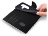 A hand is shown holding open a phone case, revealing the interior card slots and a phone holder. Produktbild-Vorschau