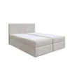 A beige upholstered box spring bed with two separate mattress bases and a headboard, shown from a side-angle on a white background. Produktbild-Vorschau