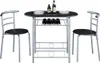 A black and silver dining set for two, consisting of a round table and two chairs, is displayed against a white background. Podgląd zdjęcia produktu