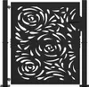A black metal garden gate with a floral cut-out design, shown in front of a white background. Náhled obrázku produktu