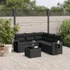 6-tlg. Garten-Sofagarnitur mit Kissen Schwarz Poly Rattan Produktbild-Vorschau 1