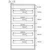 A diagram showing the dimensions of a metal distribution box with multiple compartments. Produktbild-Vorschau