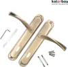 Two door handles with their accessories are displayed on a white background. Produktbild-Vorschau