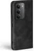 A black flip case for a smartphone is shown from the side. Produktbild-Vorschau