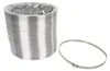 A coiled aluminum air duct and a metal clamp on a white background. Produktbild-Vorschau