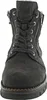 A close-up front view of a gray lace-up boot with zippers on the sides. Produktbild-Vorschau