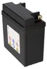 A black motorcycle battery is shown from a three-quarter angle against a white background. Produktbild-Vorschau