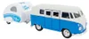 Caravan Retro Set Welly VW Bus T1 und Wohnwagen blau/weiß Produktbild-Vorschau 1