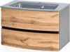 Waschtisch 80 cm Graphitgrau mit Wotaneiche Nb. LAURIA-03  Produktbild-Vorschau 1
