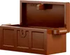 A brown LEGO treasure chest with the lid open. Produktbild-Vorschau