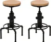 Two industrial-style bar stools with wooden seats and black metal bases are shown against a white background. Produktbild-Vorschau