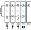 Diagram showing different lock types and their measurements. Produktbild-Vorschau