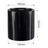 A black ceramic cylinder pot with dimensions indicated. Produktbild-Vorschau