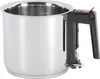 A stainless steel pot with a black handle. Náhled obrázku produktu
