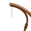 A close-up view of a wooden hammock stand with a metal chain attached. Produktbild-Vorschau