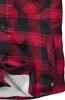 Close-up of a red and black plaid jacket with sherpa lining. Náhled obrázku produktu