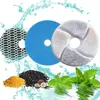 A collage of water filters and ingredients, including charcoal, coconut, and mint, set against a background of splashing water. Anteprima dell’immagine prodotto