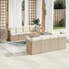 9-tlg. Garten-Sofagarnitur mit Kissen Beige Poly Rattan Produktbild-Vorschau 2