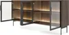 A modern sideboard with glass doors and internal LED lighting. Voir les images du produit