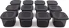 A set of 12 dark gray plastic food storage containers with matching lids, arranged in rows on a white background. Anteprima dell’immagine prodotto