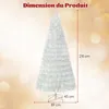 A white artificial Christmas tree with dimensions indicated by measurement lines and text. Produktbild-Vorschau