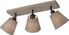 A three-spot ceiling light with fabric shades. Produktbild-Vorschau