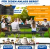 People enjoying a picnic and a party with food and drinks, with the product table and benches visible. Produktbild-Vorschau