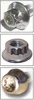 A collage of three close-up images of specialized lug nuts and a socket. Voir les images du produit