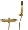 A gold-colored bathtub faucet with a handheld showerhead, presented against a white background. Náhled obrázku produktu