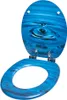 An open toilet seat with a blue water ripple design. Náhľad obrázku produktu