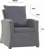 A close-up of a dark gray cushion set for outdoor furniture, with dimensions indicated by measurement lines and text. Produktbild-Vorschau