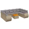10-tlg. Garten-Sofagarnitur mit Kissen Beige Poly Rattan Produktbild-Vorschau 1