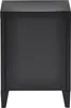 A black nightstand with four legs is shown from the front. Produktbild-Vorschau
