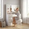 Relaxdays Schminktafel, met LED-spiegel en opbergruimte, Productafbeelding-voorbeeld 2