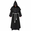 Mönch Kostüm Erwachsene – Schwarze Halloween Robe mit Produktbild-Vorschau 1